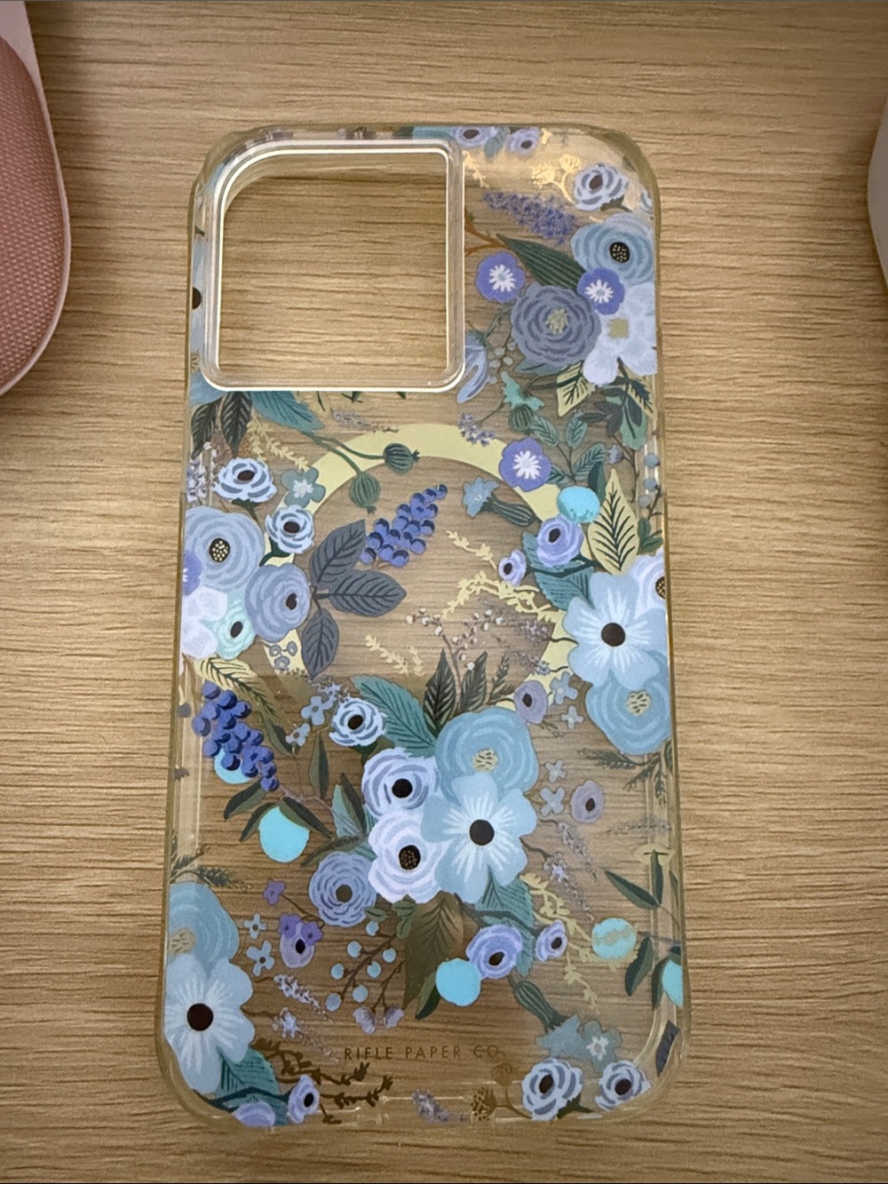 Rifle Paper Co. Blue and Gold Floral Clear Phone Case